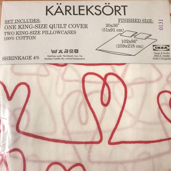 New ikea Red heart two pillowcase quilt cover - Picture 6 of 6